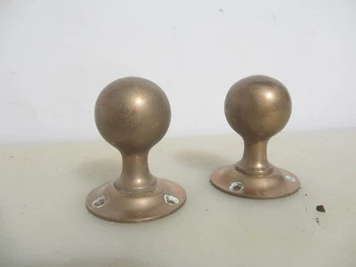 Perillas de puerta de bronce victoriano manijas placas antiguas vintage cobre antiguo Foto 1 de 4