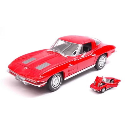 CHEVROLET CORVETTE C2 1963 RED 1:24-27 Welly Auto Stradali Modellino Nuovo - Immagine 1 di 3