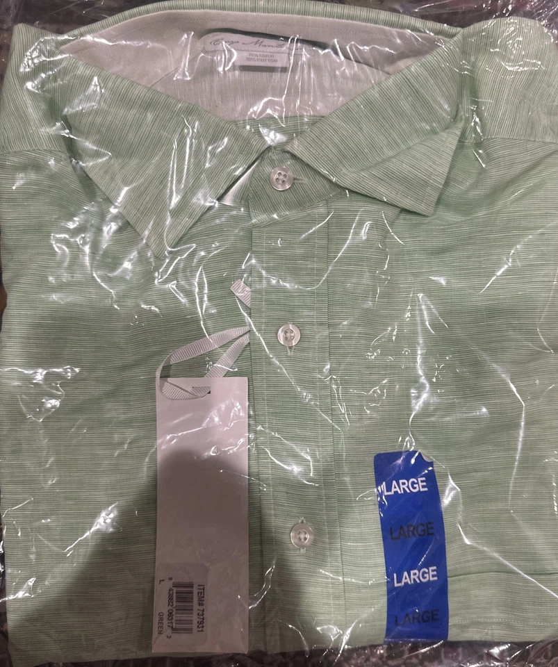 Camisa Para Hombre Enzo Mantovani Verde Manga Larga Grande 70% Lino 30% Algodón Foto 1 de 1