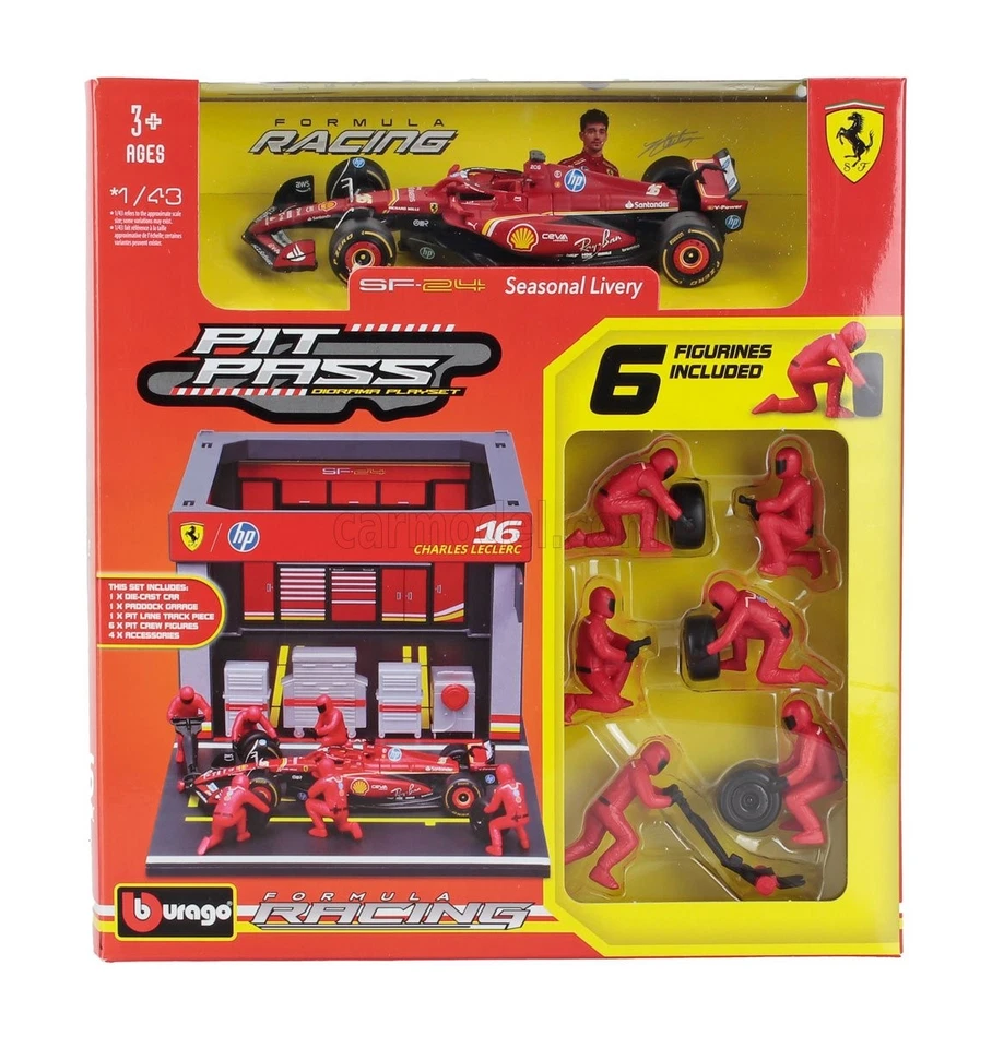 1/43 BURAGO - FERRARI - F1  SF-24 DIORAMA GARAGE PIT-STOP TEAM 18-36862-L - Immagine 1 di 1