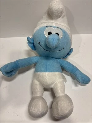 Nanco The Smurfs Blue White Plush Stuffed Toy 12" Smiling - Image 1 of 4