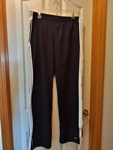 Women's Nike Jogger Running Pants Black White Stripe Size Large 12-14 (Unlined) - Picture 1 of 7