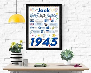 80TH BIRTHDAY PRESENT GIFT+ PERSONALISED POSTER NAME FOR DAD GRANDAD BROTHER HIM - Picture 1 of 11