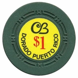 $1 CB CERROMAR BEACH Casino DG poker Chip DORADO Puerto Rico H token ficha poker - Picture 1 of 2