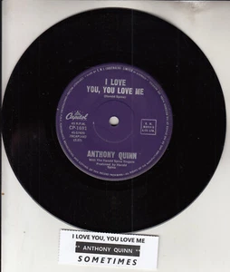 ANTHONY QUINN I love you, you love me 7" 45 rpm record NEW + juke box strip - Picture 1 of 3