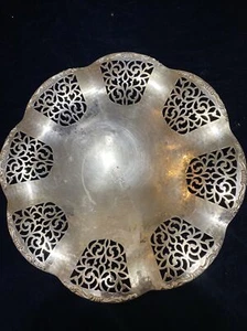 Pierced Silverplate W.Germany Footed Bowl 12”D - Picture 1 of 6