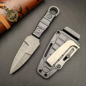 6.7in Outdoor small straight knife,portable Grey Z-pattern tactical knife - Picture 1 of 7