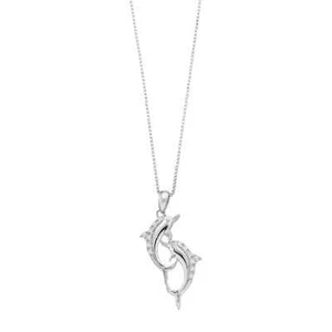 Delicate Diamonds Silver Dolphin 1/10 Carat T.W. Diamond Pendant Necklace - Picture 1 of 1