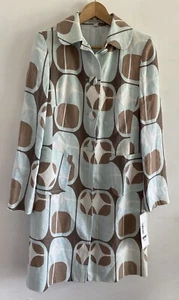Bandolera Linen Canvas Jacket Longline Size 14 Blue Brown - Picture 1 of 9