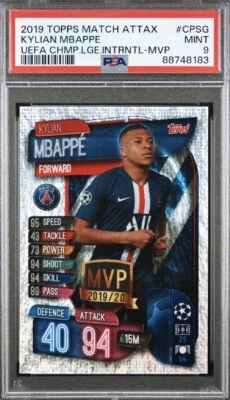 2019-2020 MATCH ATTAX UEFA UCL Kylian MBAPPE #MVP PSG PSA 9 Real Madrid France - Image 1 of 3