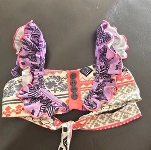 Maaji Mädchen lila und rot Rüschen Bikini Oberteil Größe 4/5 - Bild 1 von 5