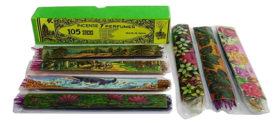 105 Incense Box of 7 Assorted Fragrances 15 Sticks of Each Prayer & Pooja - Image 1 of 1
