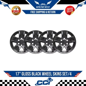 New  17" Gloss Black Wheel Skins Set/4 For 2015-2018 Chevrolet Silverado 1500 - Picture 1 of 2