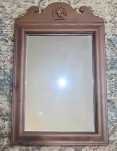 Ethan Allen Pine Old Tavern Wood Mirror Eagle Crest 29"x18" - Picture 1 of 10