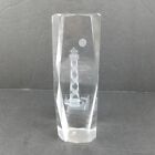 Lighthouse Birds Clouds Sun/Moon 3D Laser Etched Solid Glass Paperweight 6"