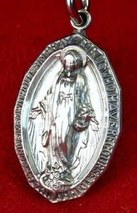 Carmelite NUN'S VINTAGE ST. CATHERINE LABOURE STERLING CATHOLIC MIRACULOUS MEDAL - Picture 1 of 12