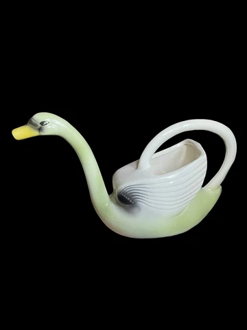 Vintage Zanesville Pottery Swan Planter Watering Can Pitcher Ohio Nouvelle 11" Cover