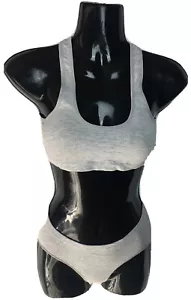 Make + Model Bra & Panty Set Women’s S/M/L Grey Thermal Sport Nordstrom Solid - Picture 1 of 2