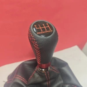 MS RED STITCHES LEATHER 6SP SHIFT GEAR KNOB for MAZDA 2 3 6 CX-4 CX-5 MX5 MIATA - Picture 1 of 7