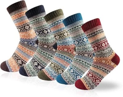 5 Pairs Women Nordic Thermal Socks Winter Warm Thick Walking Hike Chuncky Sock