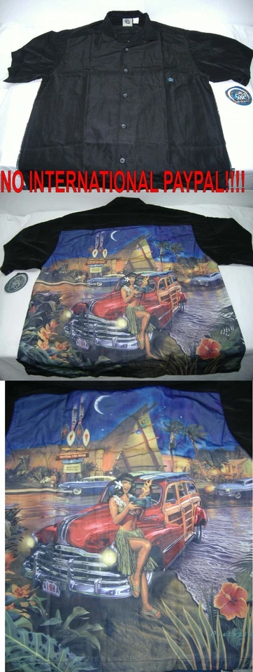 New Mens Rare Rick RIETVELD XL Tiki Club Black Button Camp Shirt $62 Last Units - Image 1 of 1