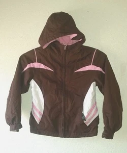 Nice Girl's Faded Glory Size XS 4-5 Jacket with Hood Fleece Lined Brown Pink - Picture 1 of 7