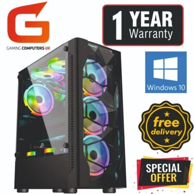 Gaming PC COMPUTER Core i5 16GB 240GB+2TB RTX3050 Wins 10 FREE DELIVERY - Image 1 of 4