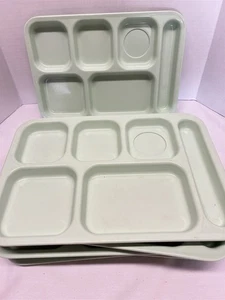 Lot Of 6 Vintage School Lunch Trays Dallas Ware P-71 Divided Melamine MCM Green - Picture 1 of 2