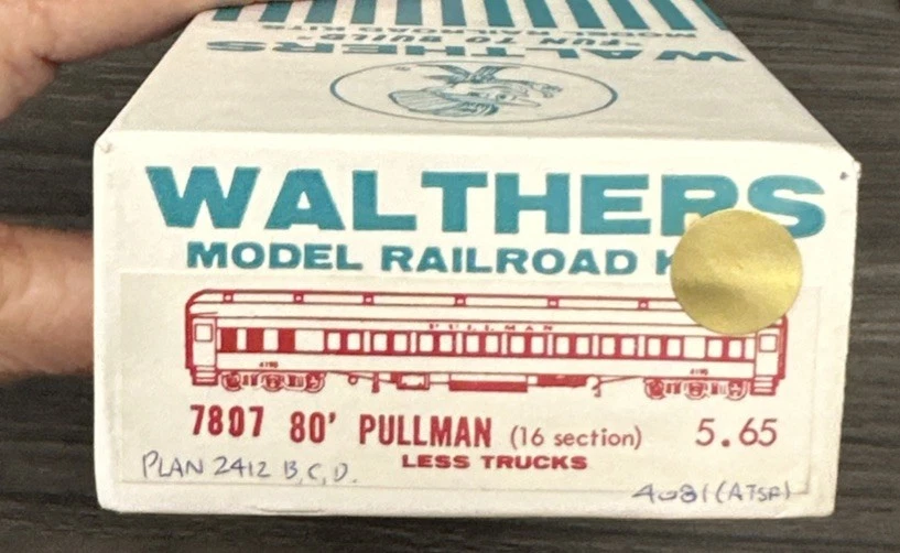 Walthers HO Scale Craftsman Kit #7807 80’ Pullman NOS - Image 1 of 3