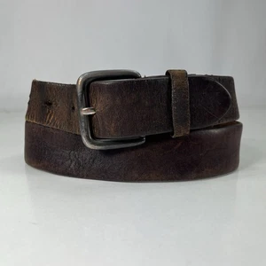 Cinturón de cuero marrón deformado antiguo azul marino muy usado - para mujer talla 30 - Imagen 1 de 7