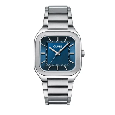 CLUSE Quadrus Square Blue Dial Stainless Steel Link Watch CW25701 - Imagen 1 de 4
