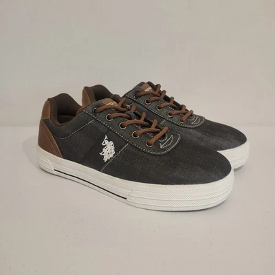 Zapatos informales US Polo Assn casco niños jóvenes talla 4 negros y marrones nuevos sin etiquetas Foto 1 de 4