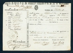 SPANISH COLONIAL DOCUMENT / REGISTRO DE ESCLAVOS / HATILLO PUERTO RICO 1869 #7 - Picture 1 of 2
