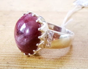 Edler Vintage Sterlingsilber & natürlicher Mogok Stern Rubin Ring Größe US 8 - Bild 1 von 6