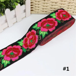 7 Yards Vintage Floral Embroidered Jacquard Ribbon Trim braid Lace Fringe Crafts - Picture 1 of 22