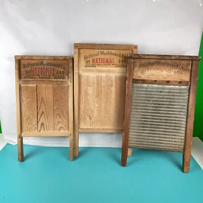 Three NATIONAL WASHBOARD CO Washboards - 850, 441, 444 - Farmhouse Aesthetic - Image 1 of 4