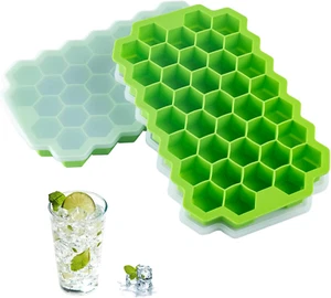 2 PCS Premium Ice Cube Trays, Silicone Ice Cube Molds with Sealing Lid, 74-Ice - Picture 1 of 12
