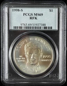 1998-S $1 U.S. RFK Commemorative Silver Dollar Coin PCGS MS 69 - Picture 1 of 2