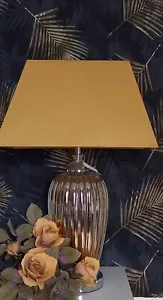 Lampenschirm Trapez Chintz 40cm Senf-Gelb Schirm für Tischlampe/ Stehlampe E27 - Bild 1 von 10
