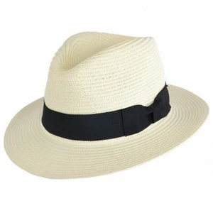 ✔Mens Ladies Packable Straw Summer Panama Fedora Hat With Band UV Protection Hat - Picture 1 of 6