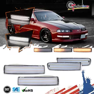 For Honda Prelude 92-96 Dynamic Amber & White LED Signal Side Marker Lamps Clear - Bild 1 von 12