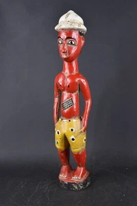 Statue africaine colon baoulé de Côte d'Ivoire C649 - Imagen 1 de 12