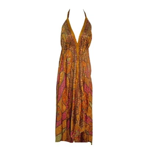 Sundress Summer Beach Resort Wear Cover-Up Sexy Backless Silk Straps XS-S-M - Picture 1 of 6