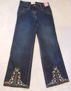 Gymboree EQUESTRIAN CLUB Denim Blue Jeans Floral Embroidery Adj Waist NWT 6 - Picture 1 of 2