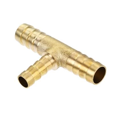 Reducing Barb Hose Fitting Tee T Shape Pipe Connector Brass 3/8" x 3/8" x 1/4" - Image 1 of 4