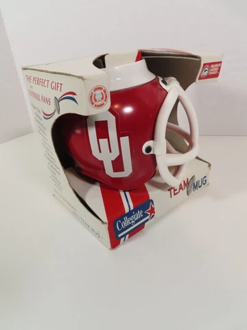 OU OKLAHOMA SOONERS Vintage 1992 Football Helmet Plastic Insulated Team Mug RARE Cover