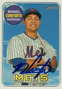 New York Mets Michael Conforto Signed Trading Card 2018 Topps Heritage #364 COA - Picture 1 of 1