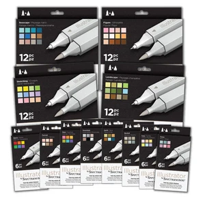 Spectrum Noir ILLUSTRATOR Twin Nib Pen Sets 6 & 12 Packs ** SALE Upto 60% OFF ** - Picture 1 of 11