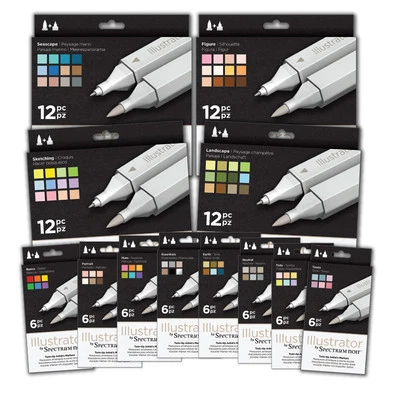 Spectrum Noir ILLUSTRATOR Twin Nib Pen Sets 6 & 12 Packs ** SALE Upto 60% OFF ** - Image 1 of 2