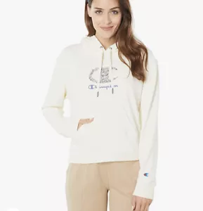 Champion Women's Natural Campus French Terry Graphic-Print Hoodie Size M - Picture 1 of 4